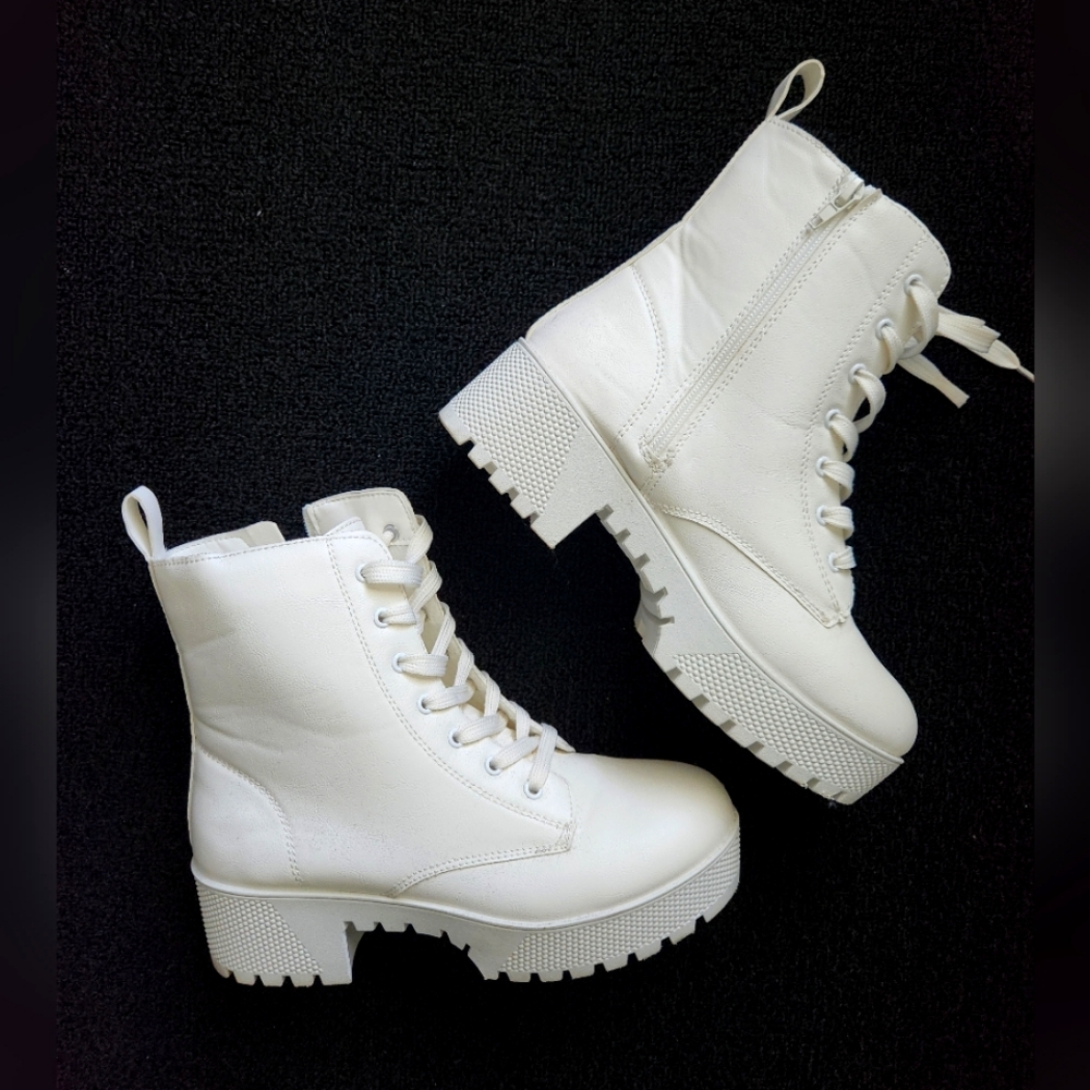 Rouge Combat Boots in White